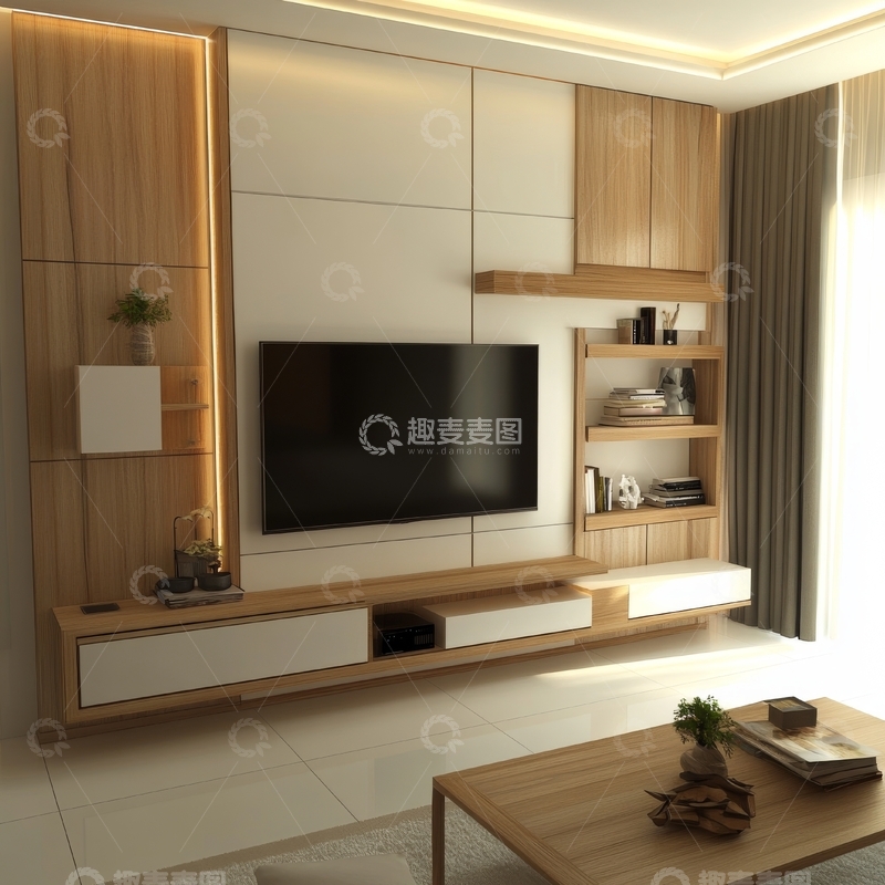 高清大图下载【趣麦麦图】现代简约风格客厅电视墙