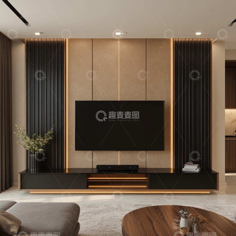 高清大图下载【趣麦麦图】现代客厅电视墙设计