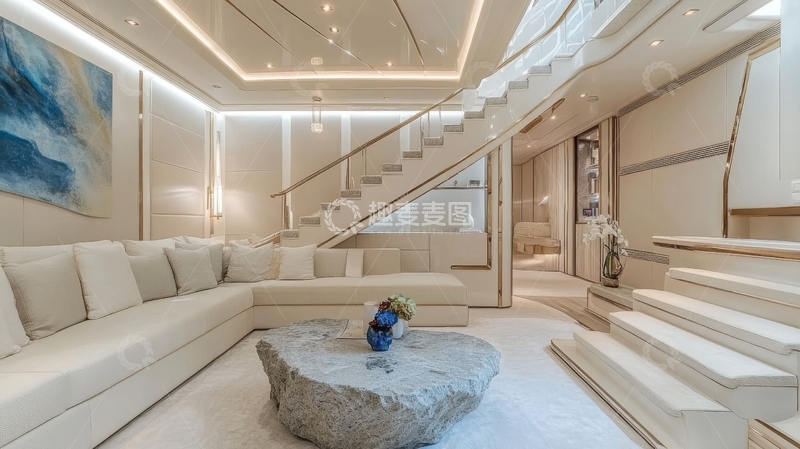 高清大图下载【趣麦麦图】豪华游艇内部客厅设计