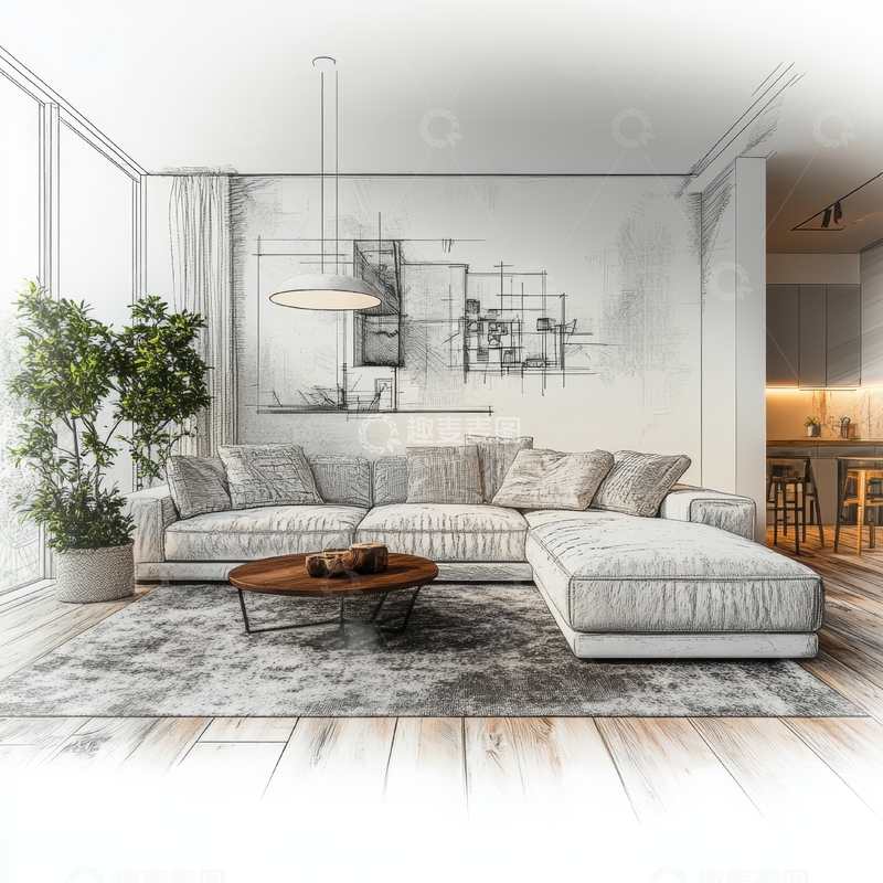 高清大图下载【趣麦麦图】现代简约客厅设计