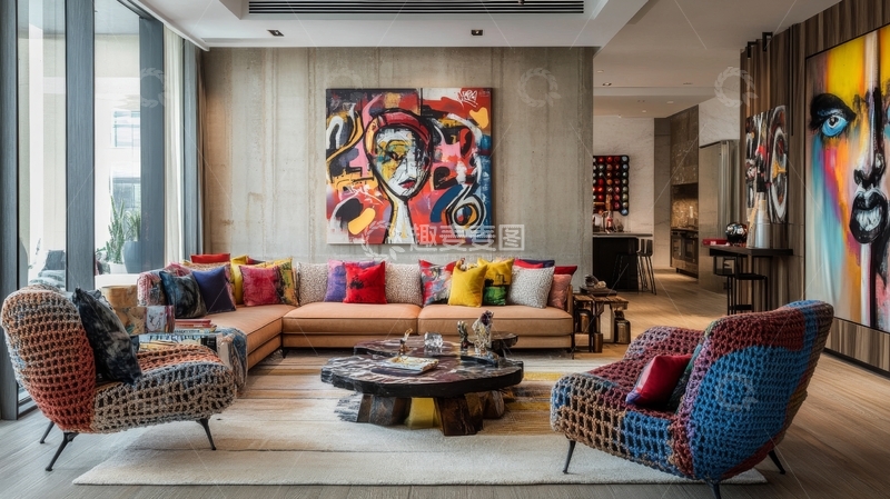 高清大图下载【趣麦麦图】现代客厅艺术装饰风格