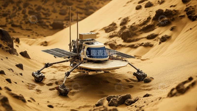 高清大图下载【趣麦麦图】火星探测器在沙丘表面工作