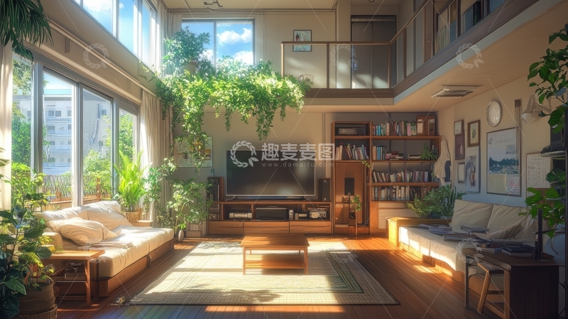 高清大图下载【趣麦麦图】明亮温馨的现代客厅