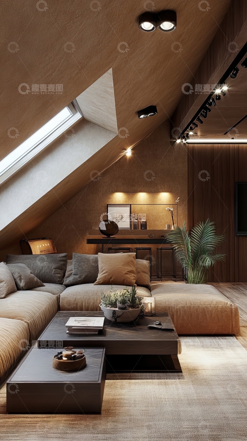 高清大图下载【趣麦麦图】阁楼现代客厅设计
