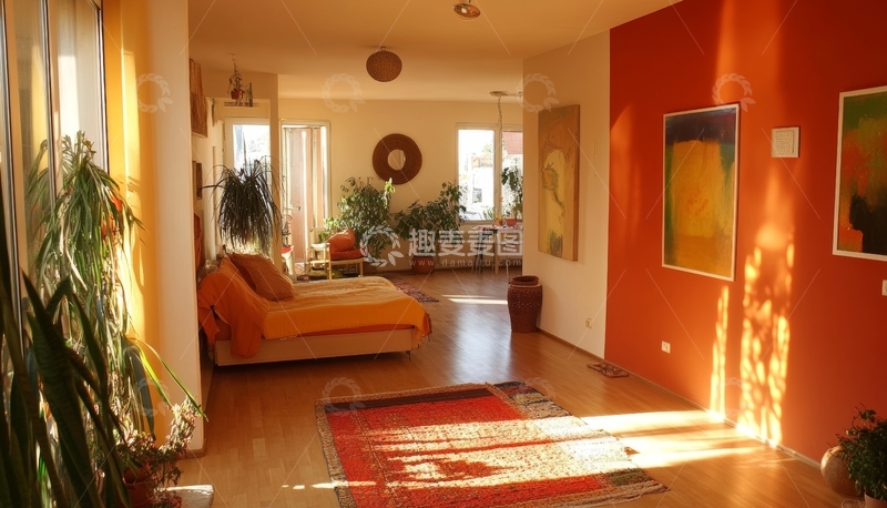 高清大图下载【趣麦麦图】温馨现代客厅与卧室一体化设计