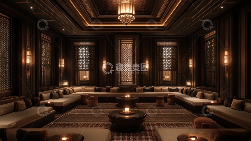 高清大图下载【趣麦麦图】豪华中式会客厅