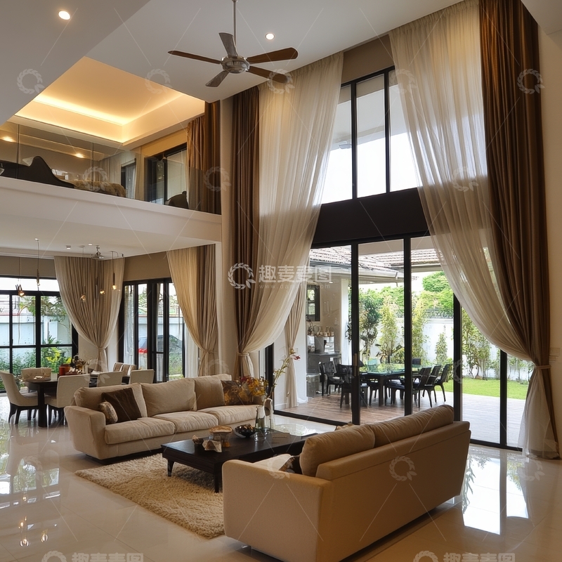 高清大图下载【趣麦麦图】现代豪华客厅与开放式厨房设计