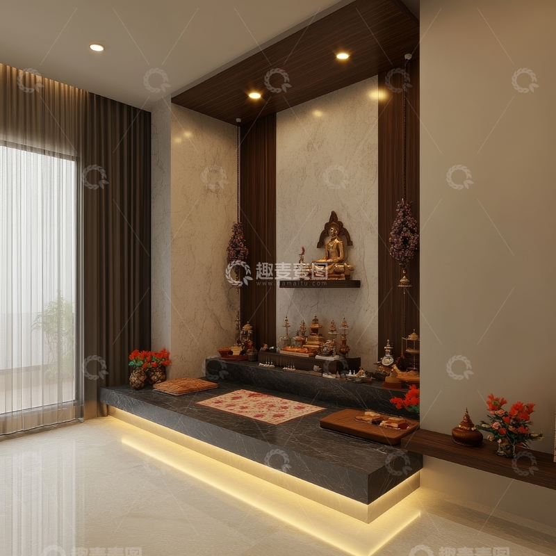 高清大图下载【趣麦麦图】现代简约室内佛龛设计