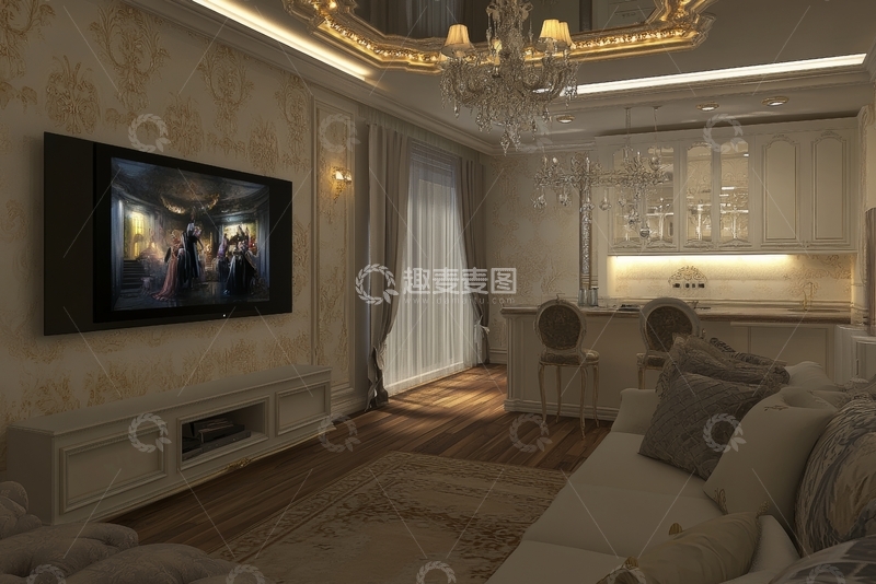 高清大图下载【趣麦麦图】豪华客厅设计，温馨舒适氛围