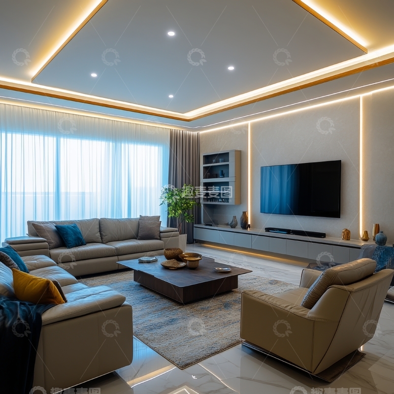 高清大图下载【趣麦麦图】现代客厅设计，温馨舒适