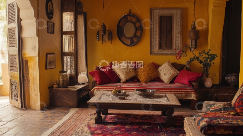 高清大图下载【趣麦麦图】温馨的摩洛哥风格客厅