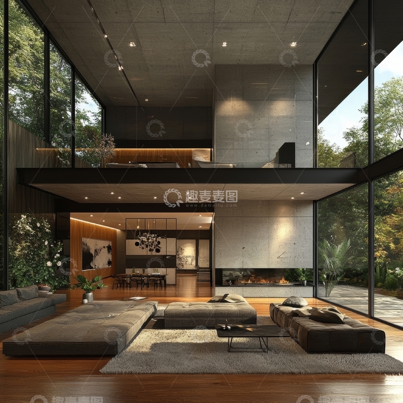 高清大图下载【趣麦麦图】现代简约风格的开放式客厅设计