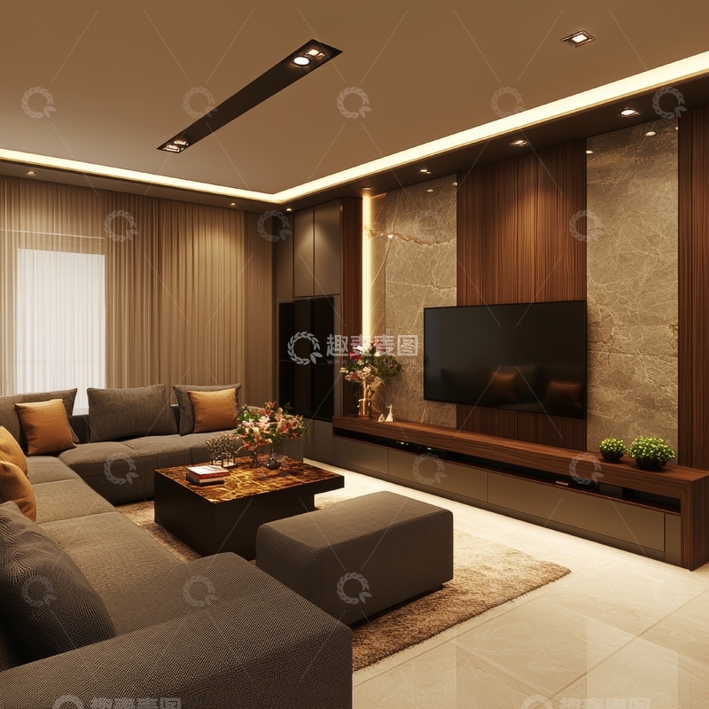 高清大图下载【趣麦麦图】现代客厅设计，温馨舒适氛围