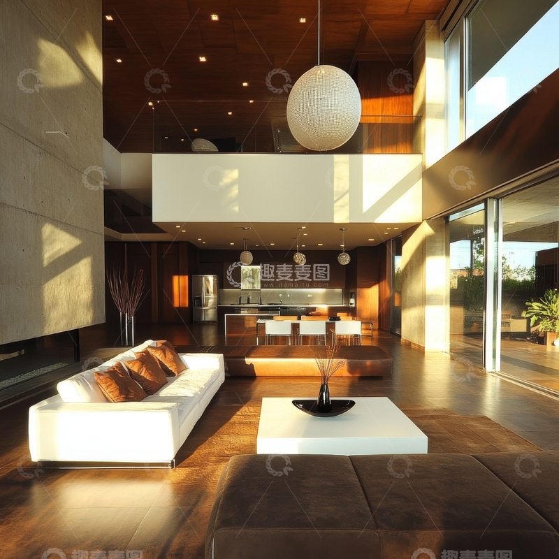 高清大图下载【趣麦麦图】现代客厅设计，自然光与简约家具