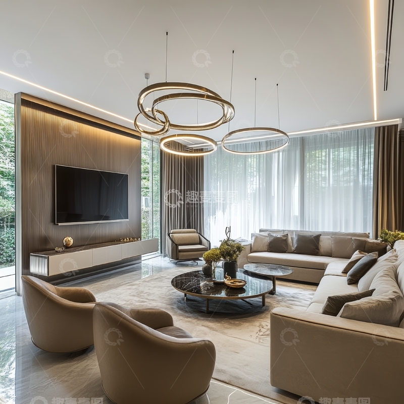 高清大图下载【趣麦麦图】现代客厅设计，温馨舒适