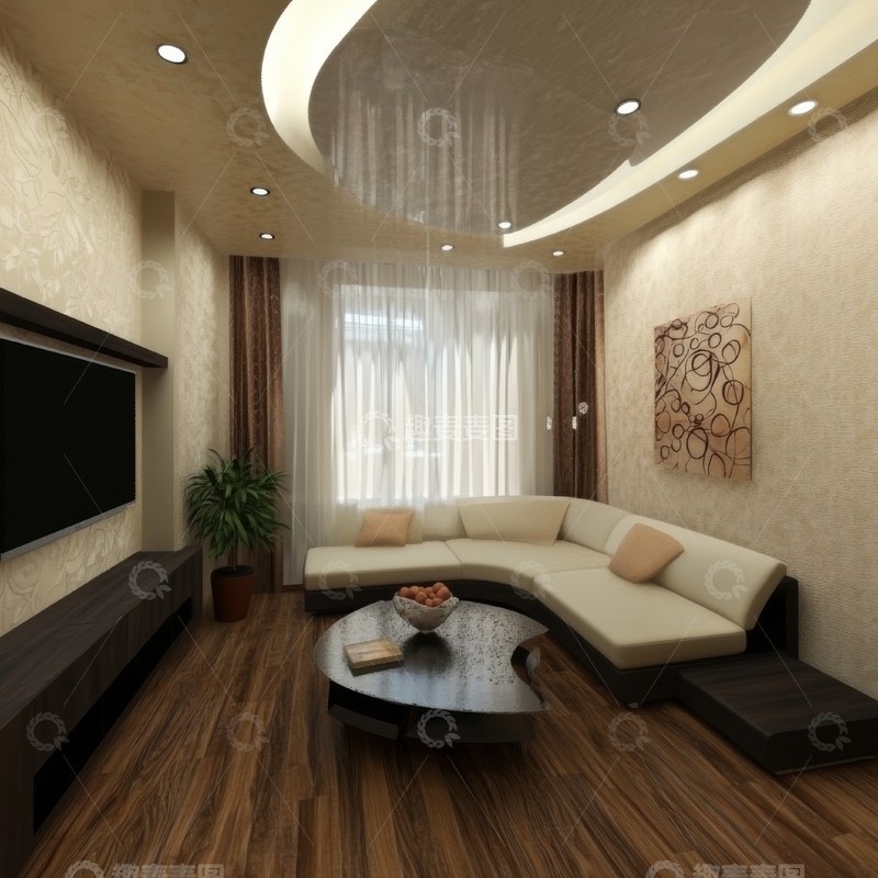 高清大图下载【趣麦麦图】现代客厅设计，温馨舒适