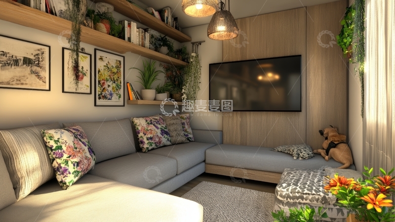 高清大图下载【趣麦麦图】温馨现代客厅设计