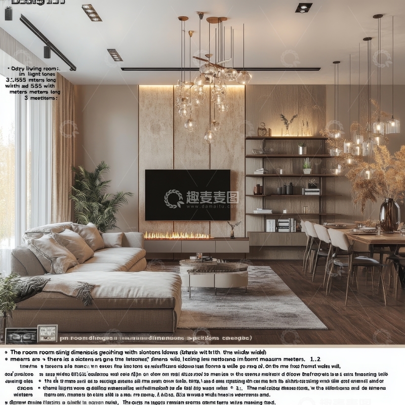 高清大图下载【趣麦麦图】现代客厅与餐厅一体化设计