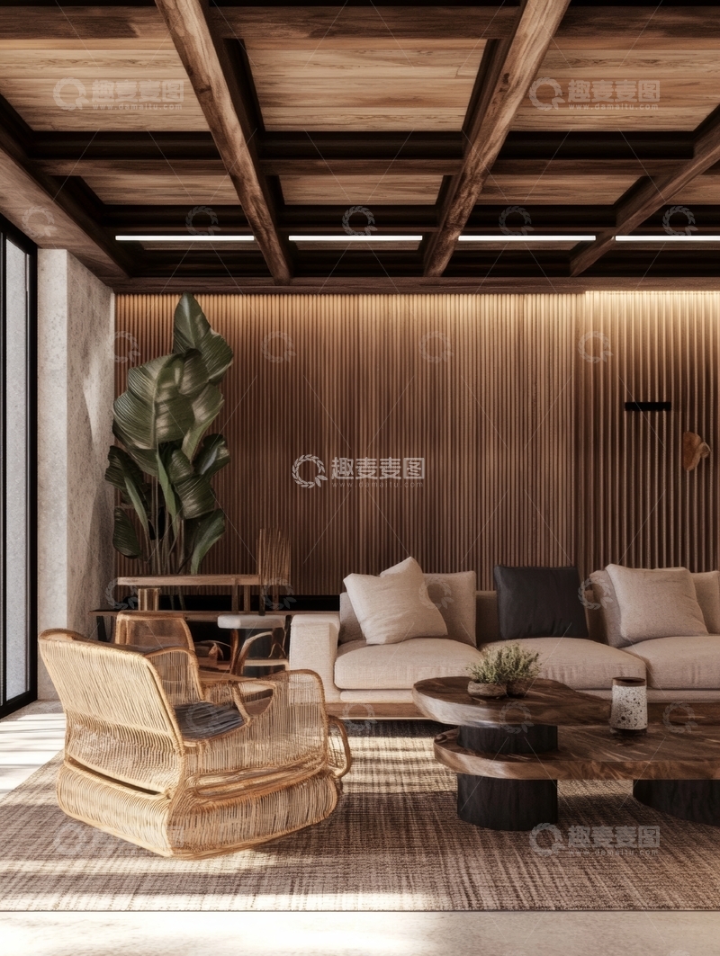高清大图下载【趣麦麦图】现代木质客厅设计