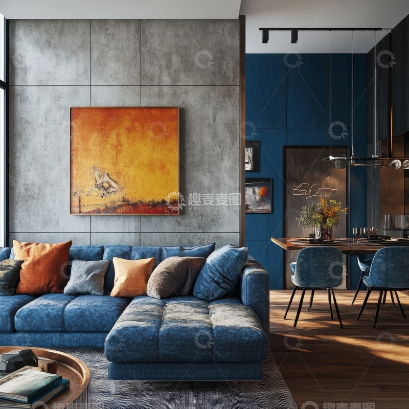 高清大图下载【趣麦麦图】现代客厅与餐厅结合的室内设计