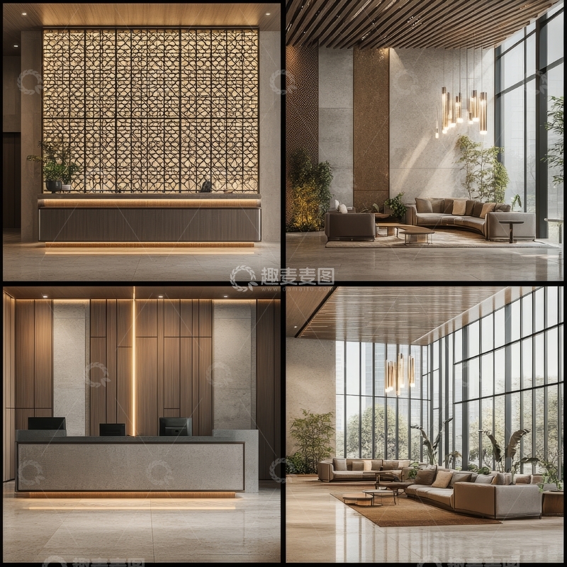 高清大图下载【趣麦麦图】现代豪华酒店大堂设计