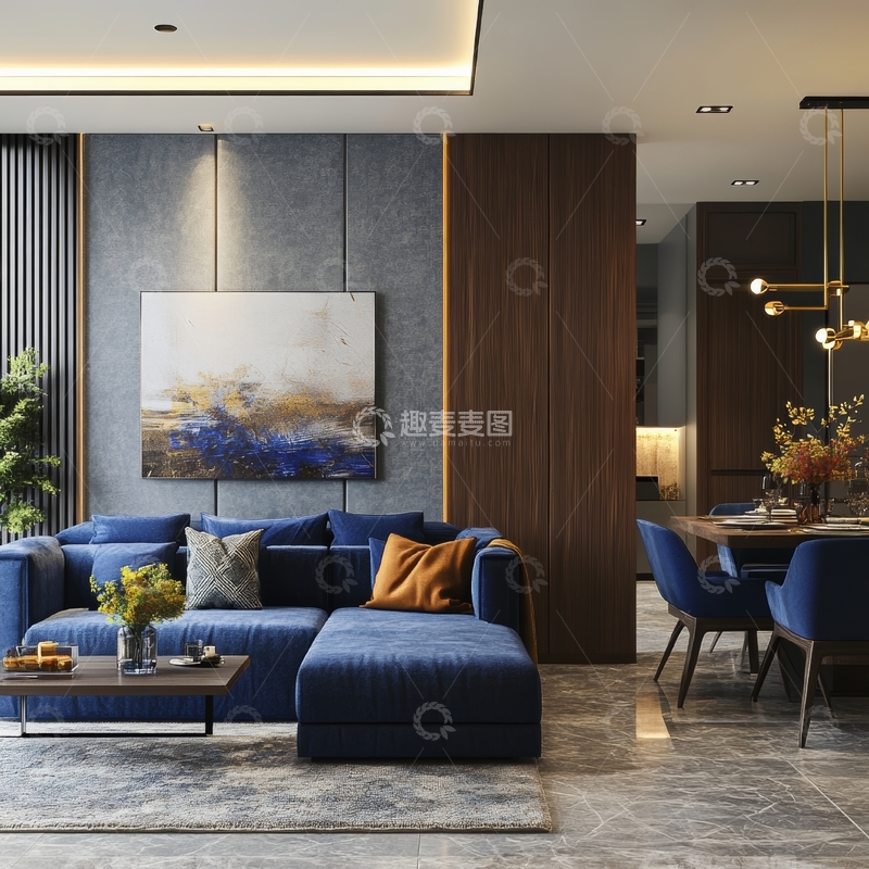 高清大图下载【趣麦麦图】现代客厅与餐厅相连的室内设计