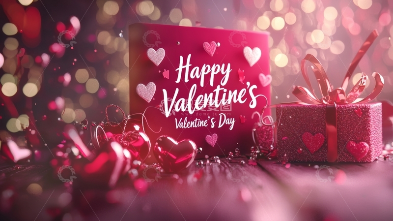 高清大图下载【趣麦麦图】情人节贺卡与礼物的温馨场景