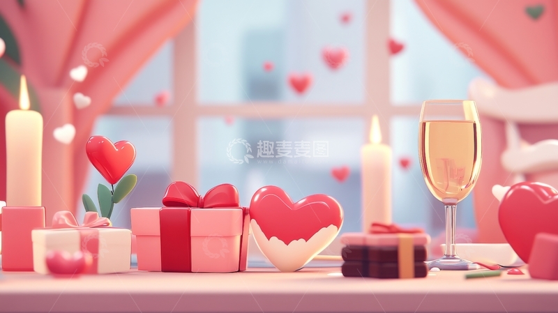 高清大图下载【趣麦麦图】浪漫情人节桌面布置