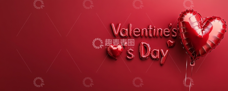 高清大图下载【趣麦麦图】情人节装饰：红色气球与文字