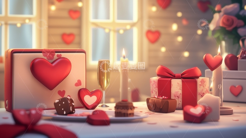 高清大图下载【趣麦麦图】浪漫情人节餐桌布置