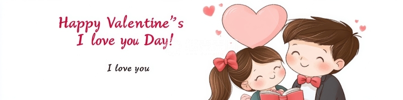 高清大图下载【趣麦麦图】情人节卡通情侣温馨场景