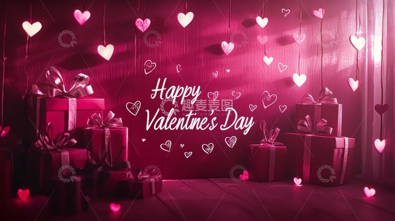 高清大图下载【趣麦麦图】情人节礼物与心形装饰场景