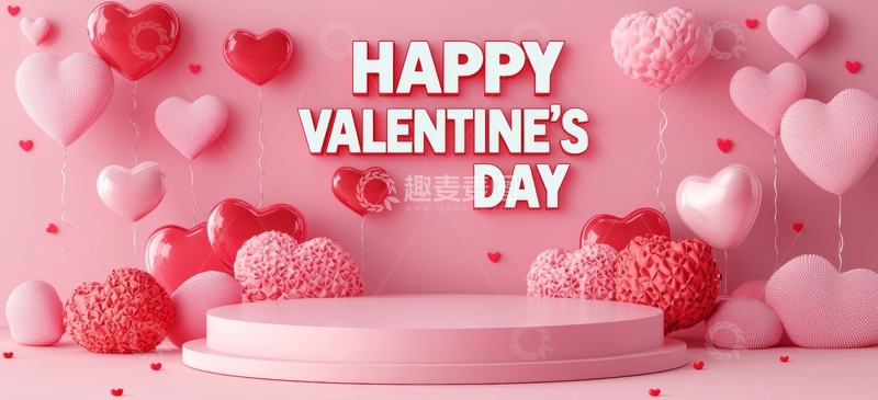 高清大图下载【趣麦麦图】情人节粉色场景布置