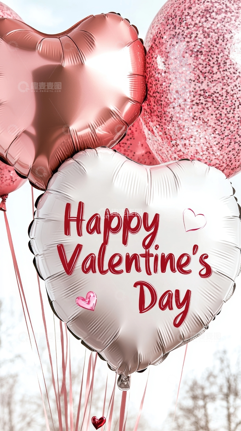 高清大图下载【趣麦麦图】情人节气球装饰，传递爱意