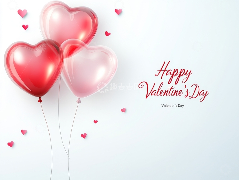 高清大图下载【趣麦麦图】情人节心形气球背景图