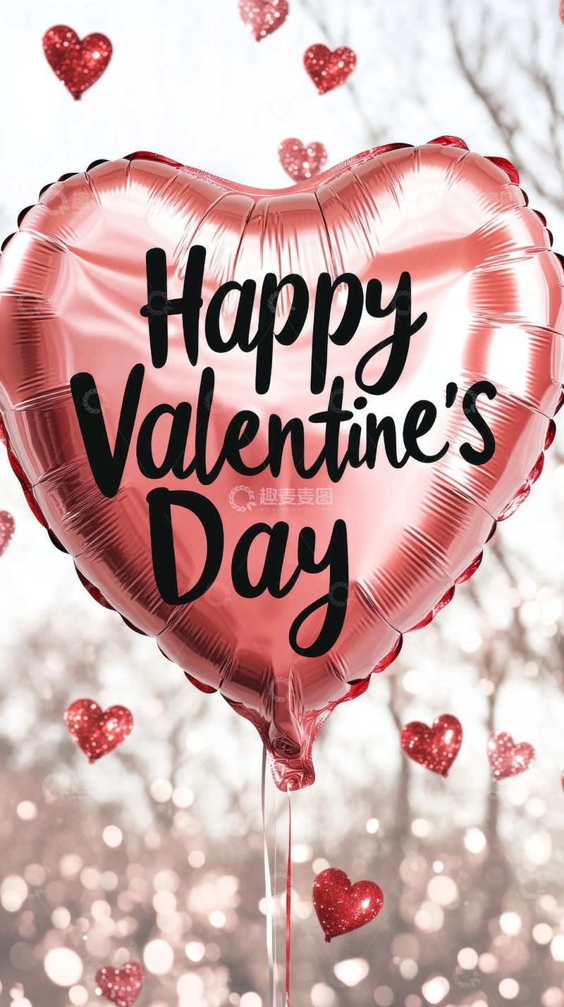 高清大图下载【趣麦麦图】情人节心形气球祝福语