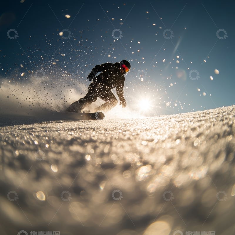 高清大图下载【趣麦麦图】雪地滑行，阳光闪耀