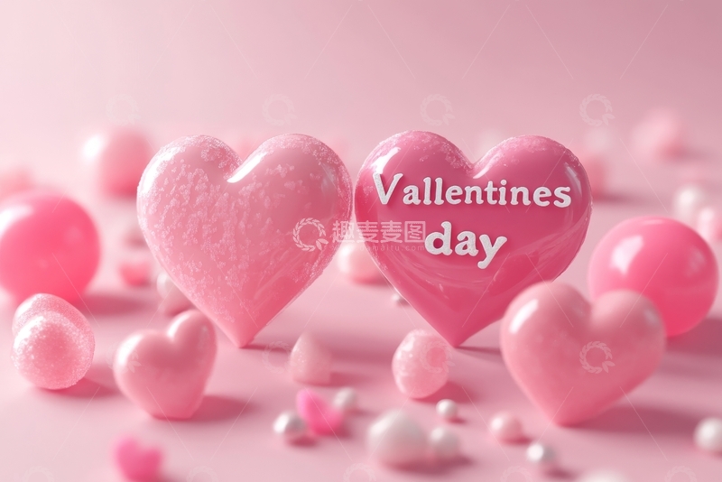 高清大图下载【趣麦麦图】粉色心形糖果庆祝情人节