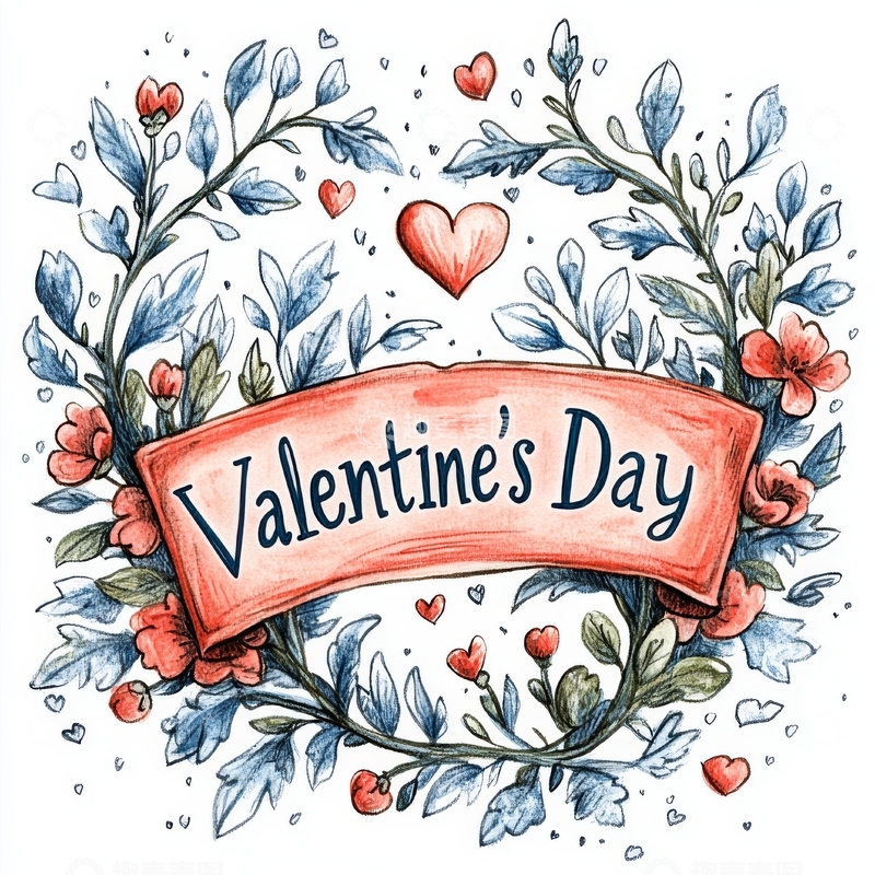 高清大图下载【趣麦麦图】情人节花卉装饰插画