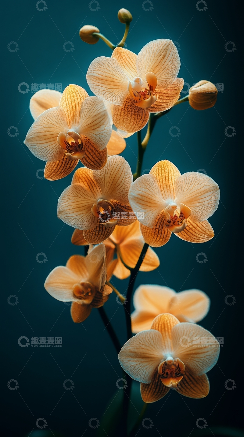 淡雅兰花绽放于深色背景