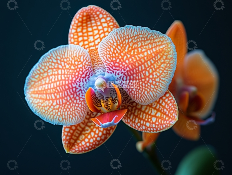 高清大图下载【趣麦麦图】橙白相间的兰花特写