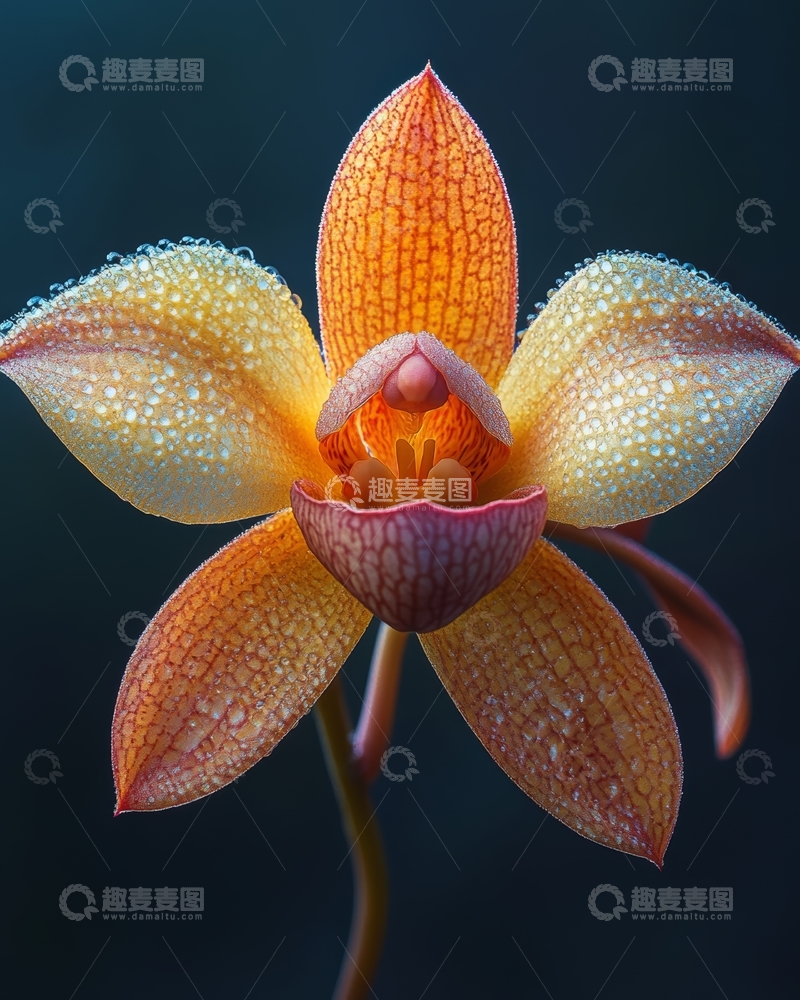 高清大图下载【趣麦麦图】橙黄斑点兰花特写