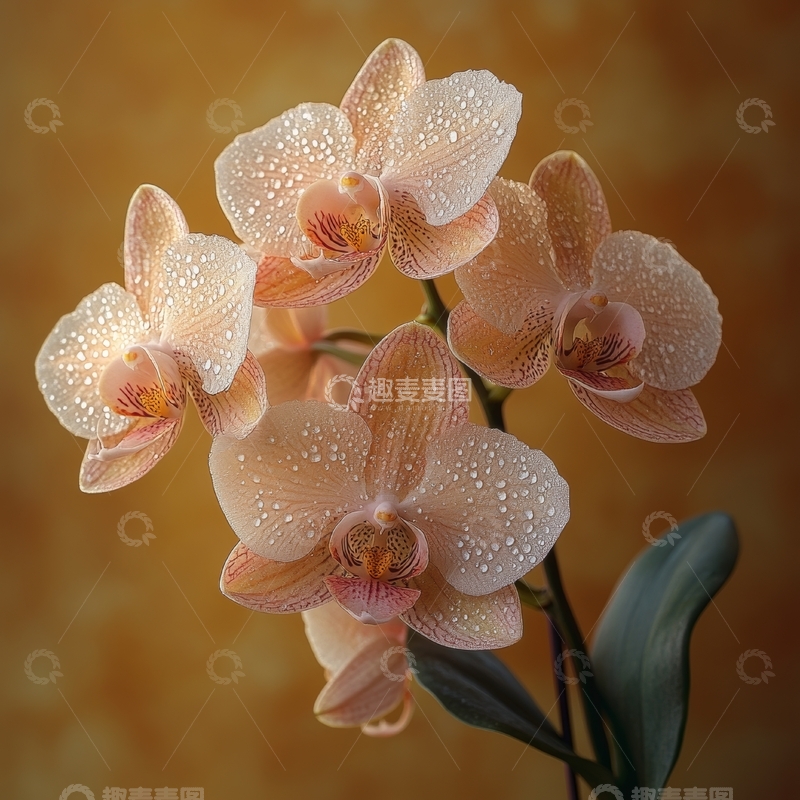 高清大图下载【趣麦麦图】露珠点缀的粉色兰花