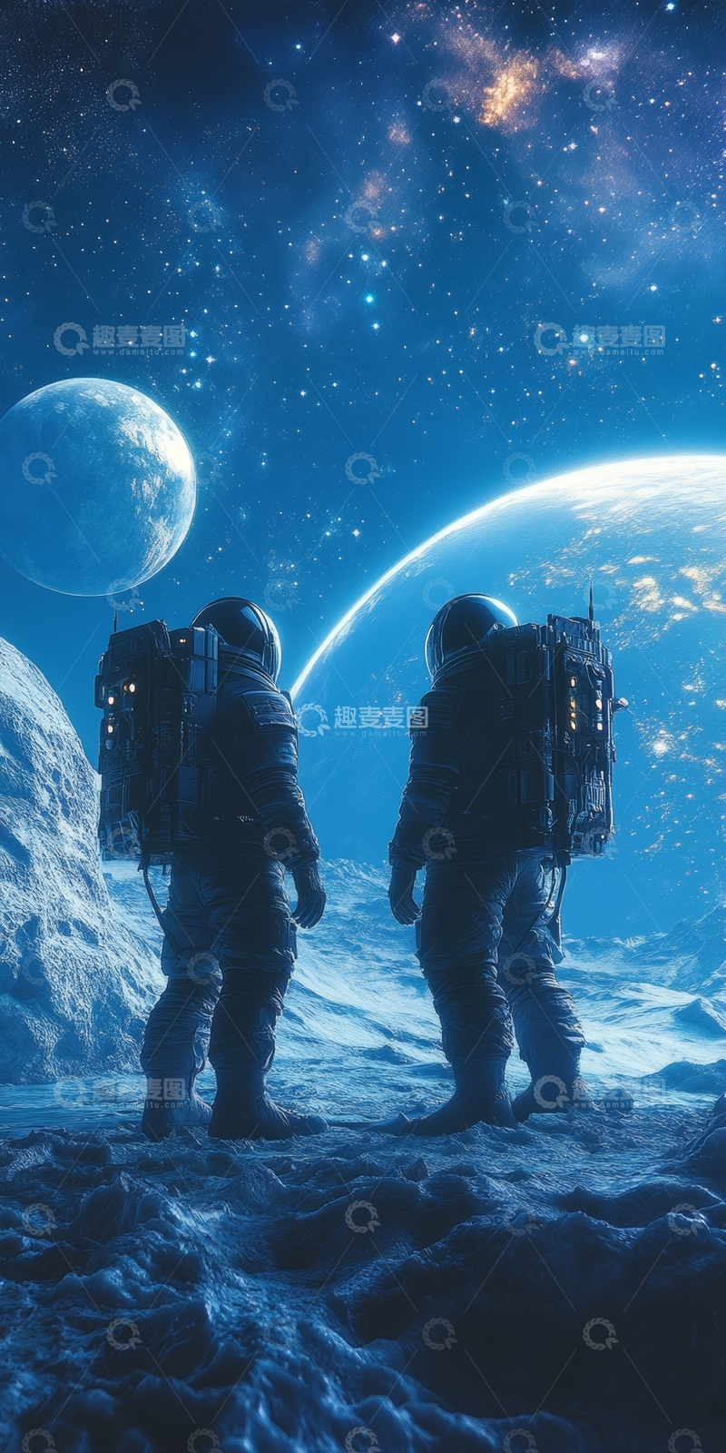 高清大图下载【趣麦麦图】宇航员在星球表面探索