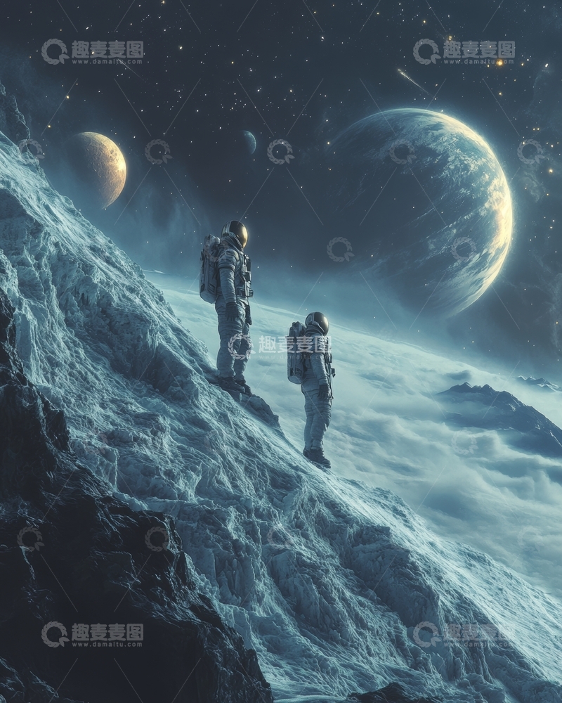 高清大图下载【趣麦麦图】宇航员在异星表面探索