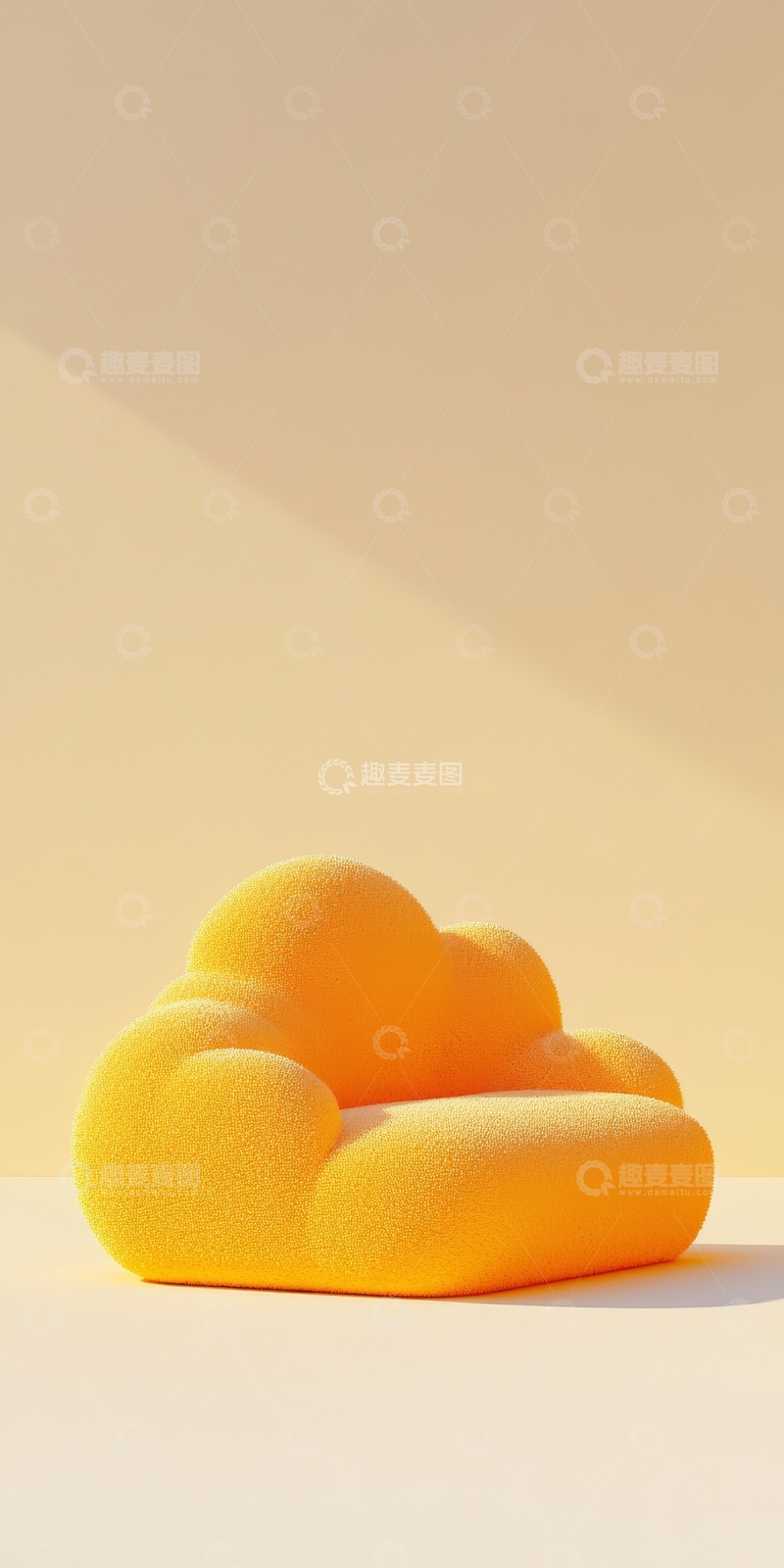 高清大图下载【趣麦麦图】-橙色云朵形状物体置于浅色背景
