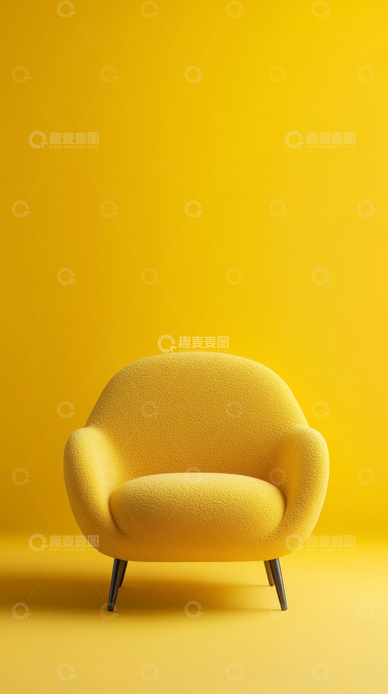高清大图下载【趣麦麦图】-黄色背景下的现代单人沙发