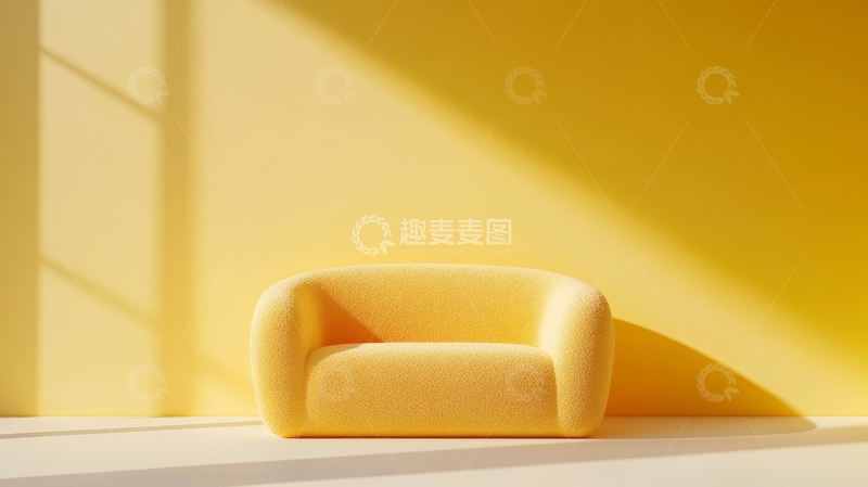 高清大图下载【趣麦麦图】黄色沙发置于明亮室内