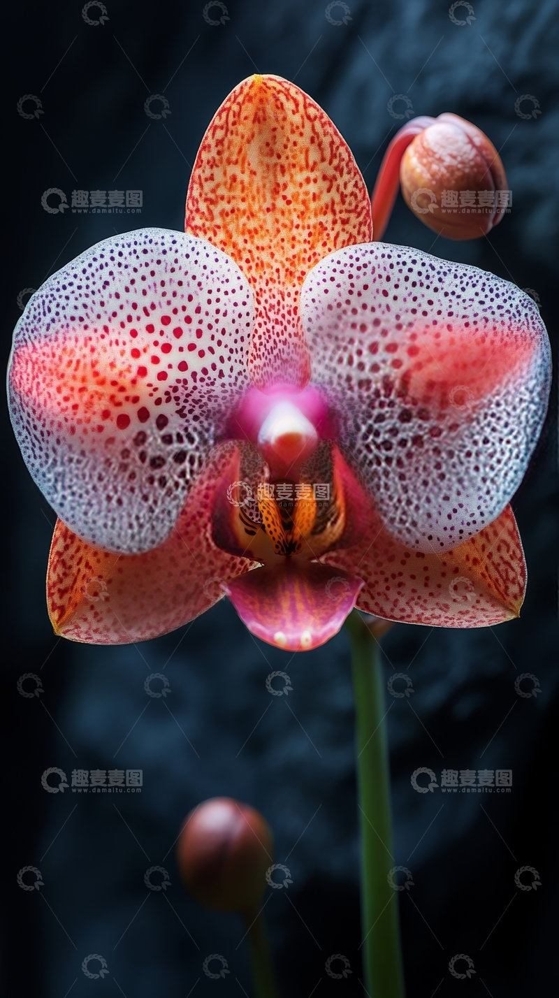 高清大图下载【趣麦麦图】斑点花瓣的红色兰花