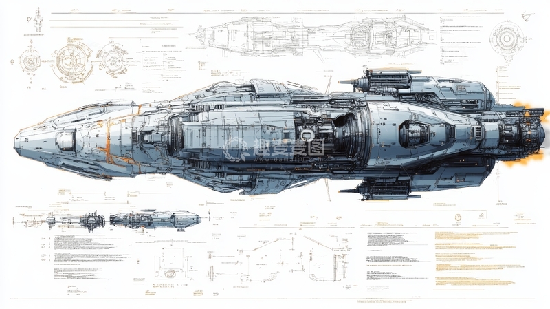 高清大图下载【趣麦麦图】科幻飞船结构图